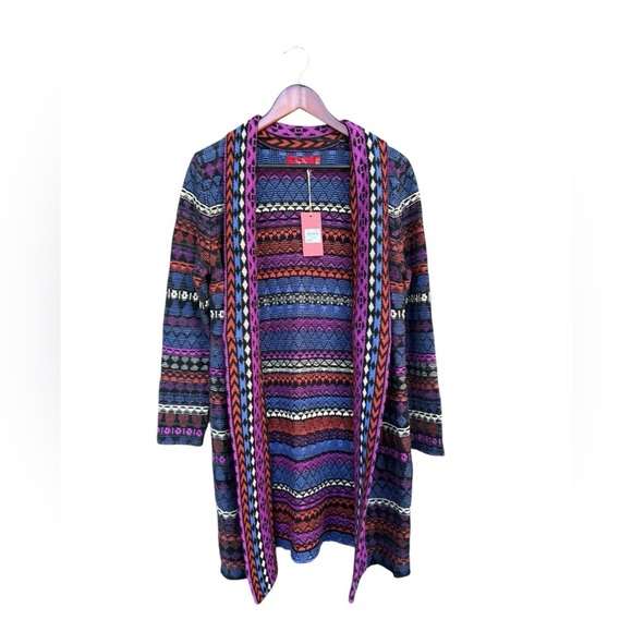 NEW Tigerlily Women’s Multicolor Open Front Cardigan Boho Chic Medium MSRP $299 - Picture 1 of 9